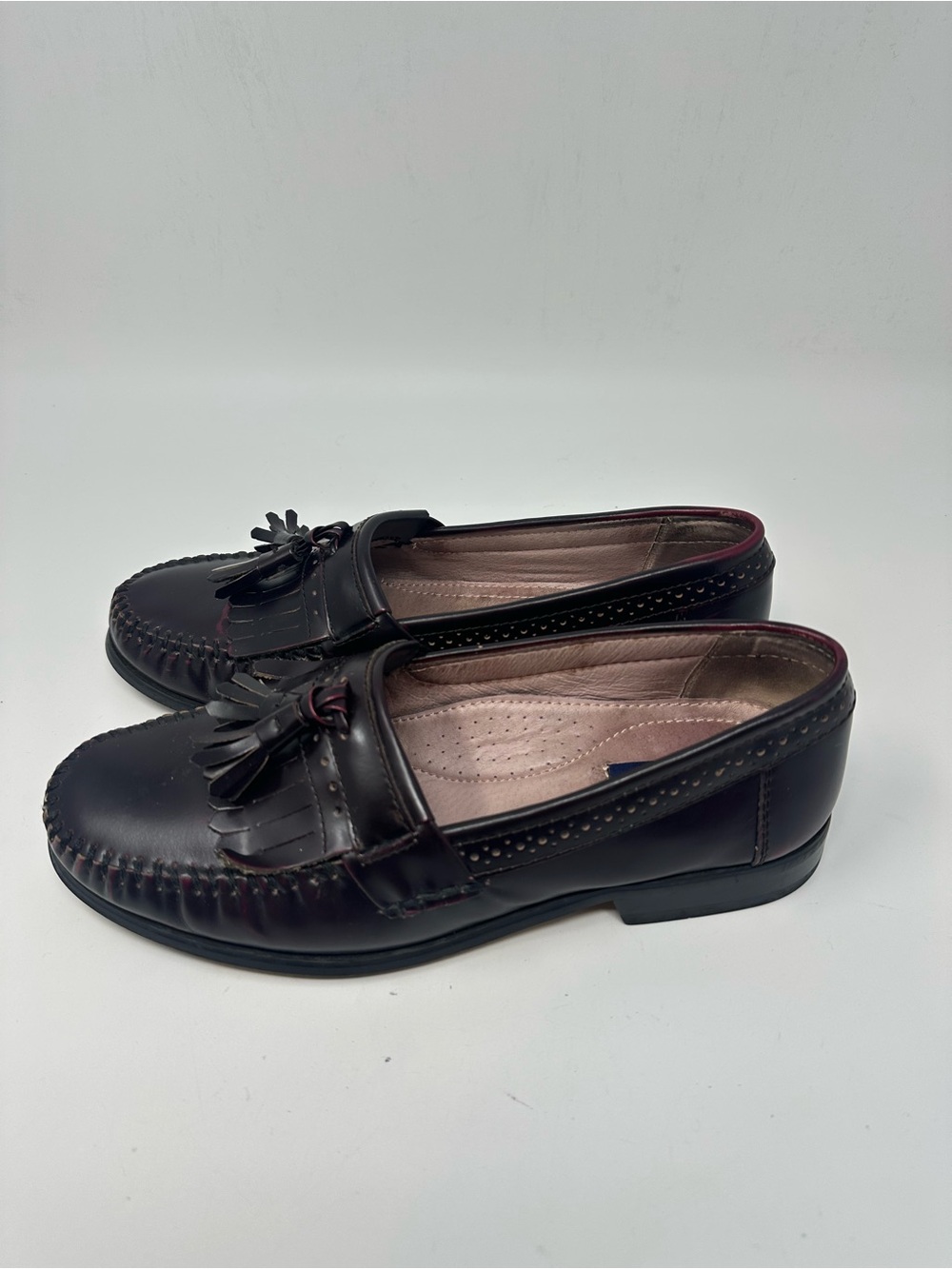 Bass Grammer Burgundy Tasseled Loafers Slip on Cushion Men's 9M